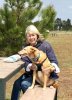 Liz & Neska just finishing a lunch-break in France, on their way from Benalmádena in Málaga, S.Spain to Glasgow in Scotland.